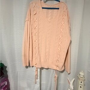 Women's Pink Cable Knit Sweater